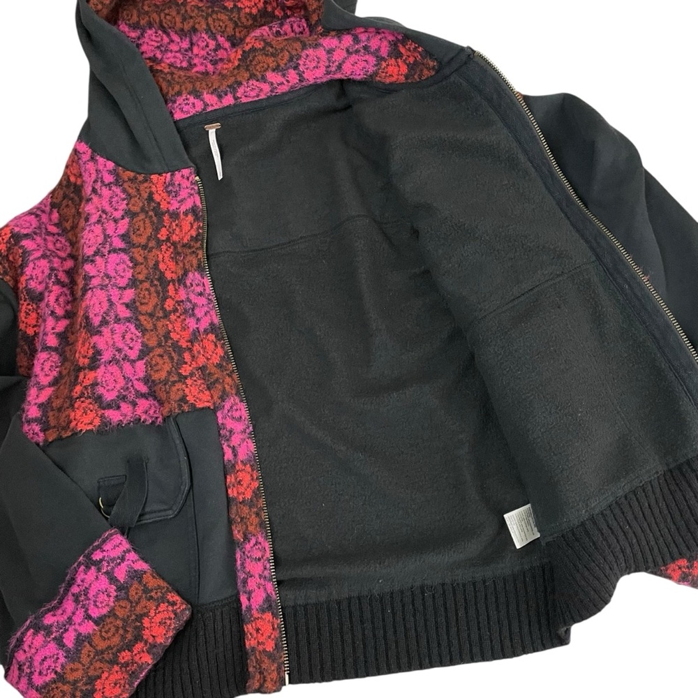 Free People Rockwell Sweater Bomber Jacket Hoodie Colorblock Large - Picture 10 of 13